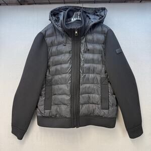 Tumi Puffer Jacket Nylon Men's Size L Black Packable Tumi Coat Business Casual